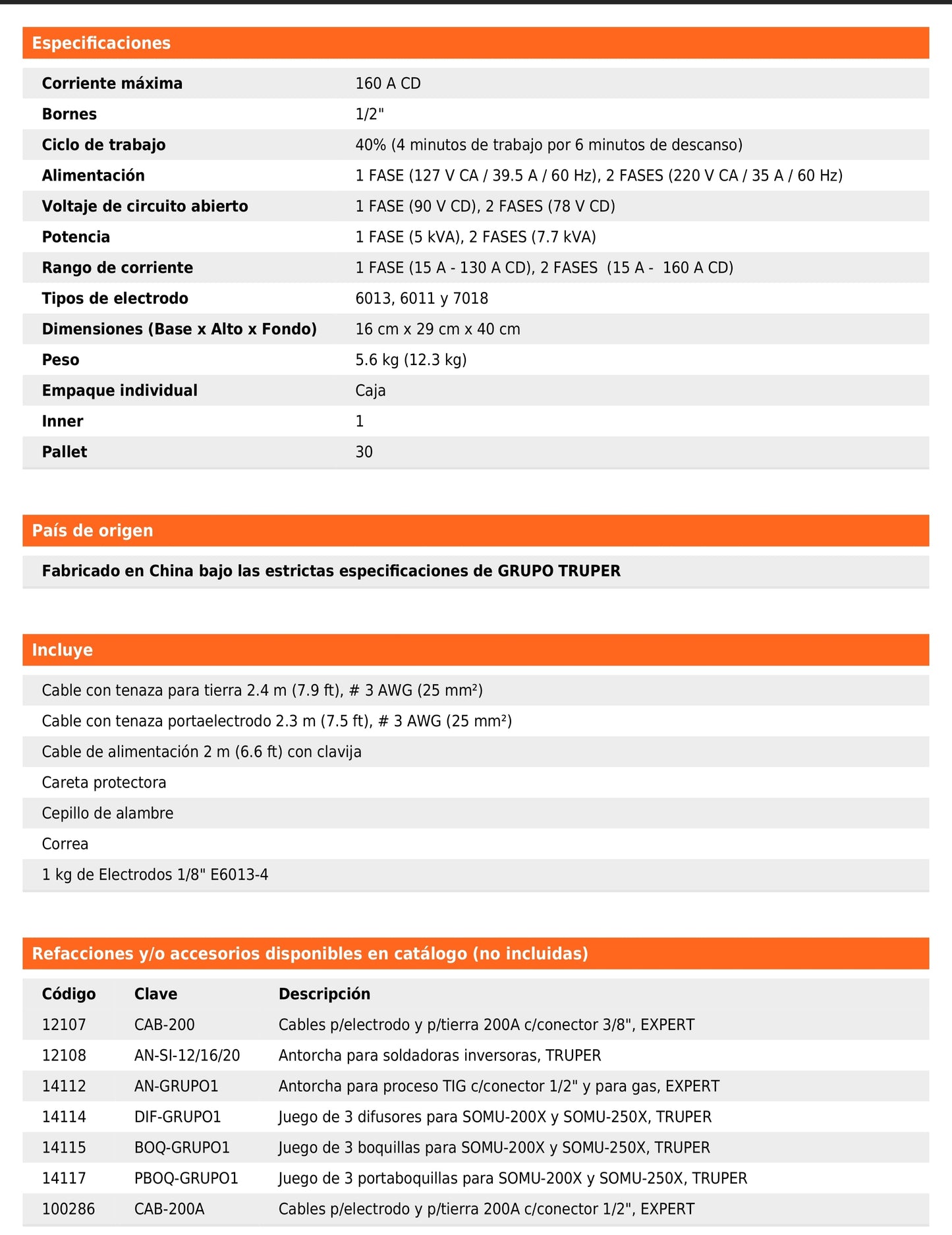 Soldadora inversora de 160 A Bi-voltaje 127/220 V con display digital y función TIG