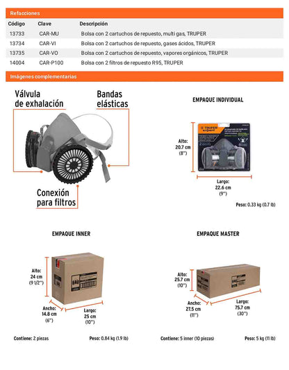 Kit respirador para pintura y pesticida