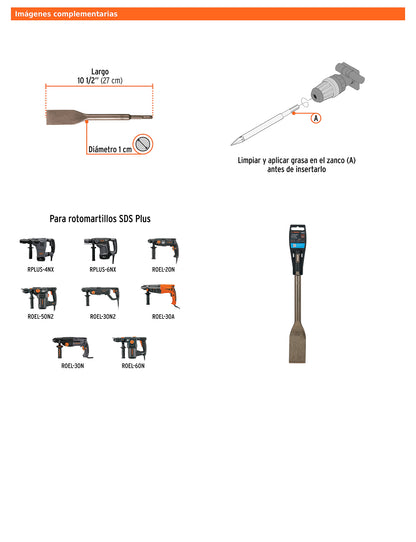 Cincel para azulejo SDS plus de 1-1/2" x 10-1/2"