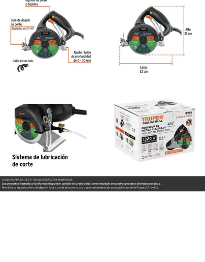 Cortador electrico azulejos 4-1/2 pulg. 1320W