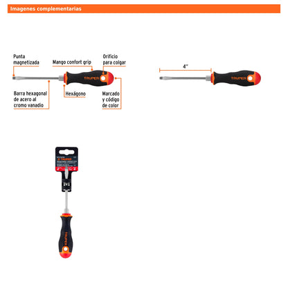 Desarmadores Planos, Mango Comfort Grip