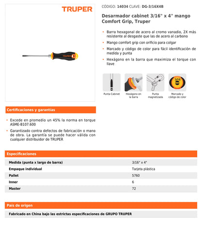 Desarmadores Cabinet, Mango Comfort Grip