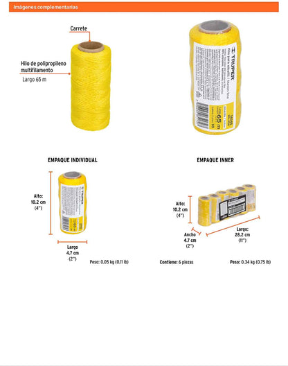 Hilo para albañil amarillo 65 m