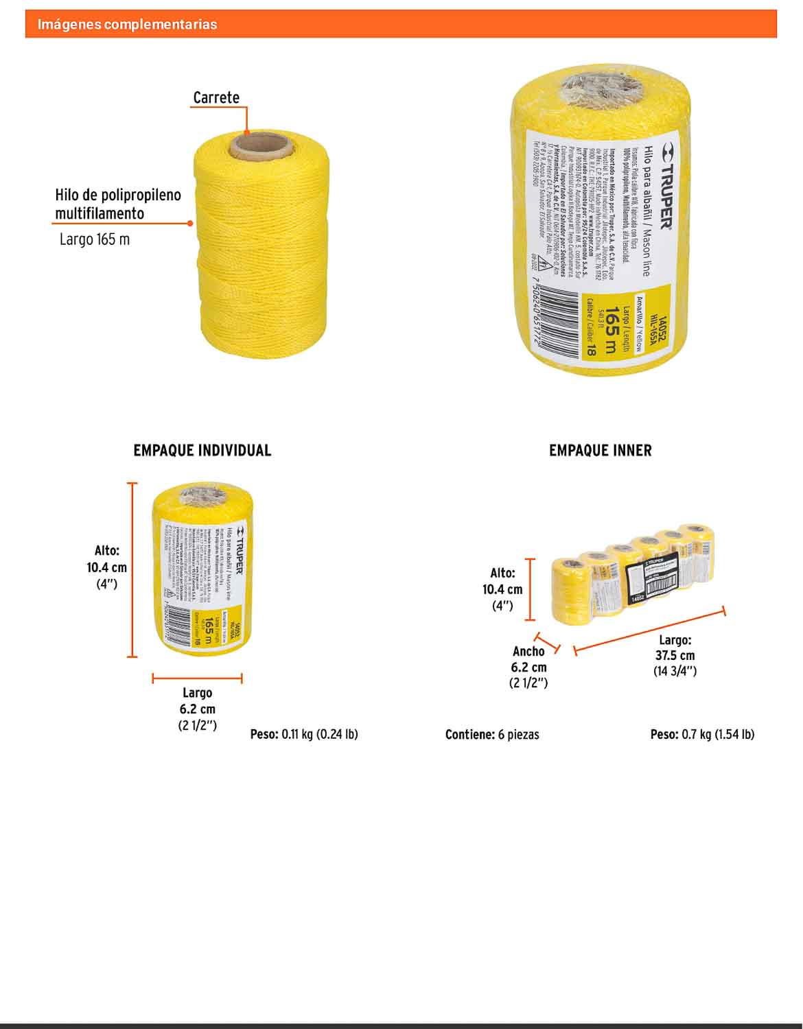Hilo para albañil amarillo 165 m