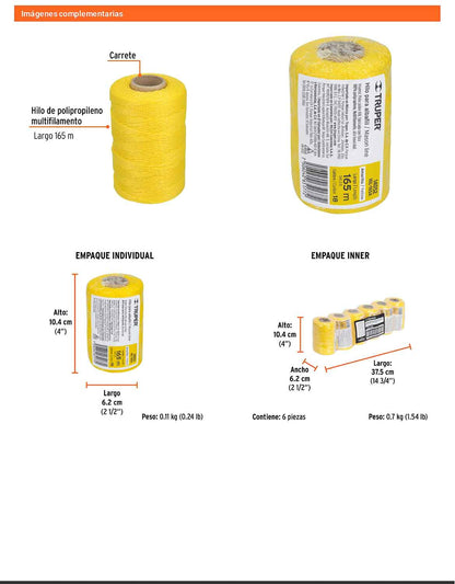 Hilo para albañil amarillo 165 m