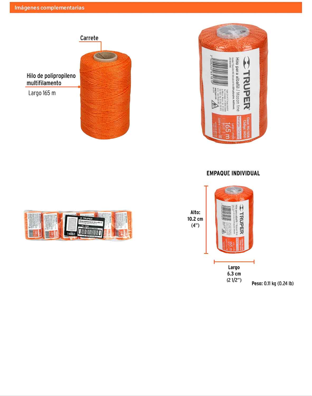 Hilo para albañil naranja 165 m