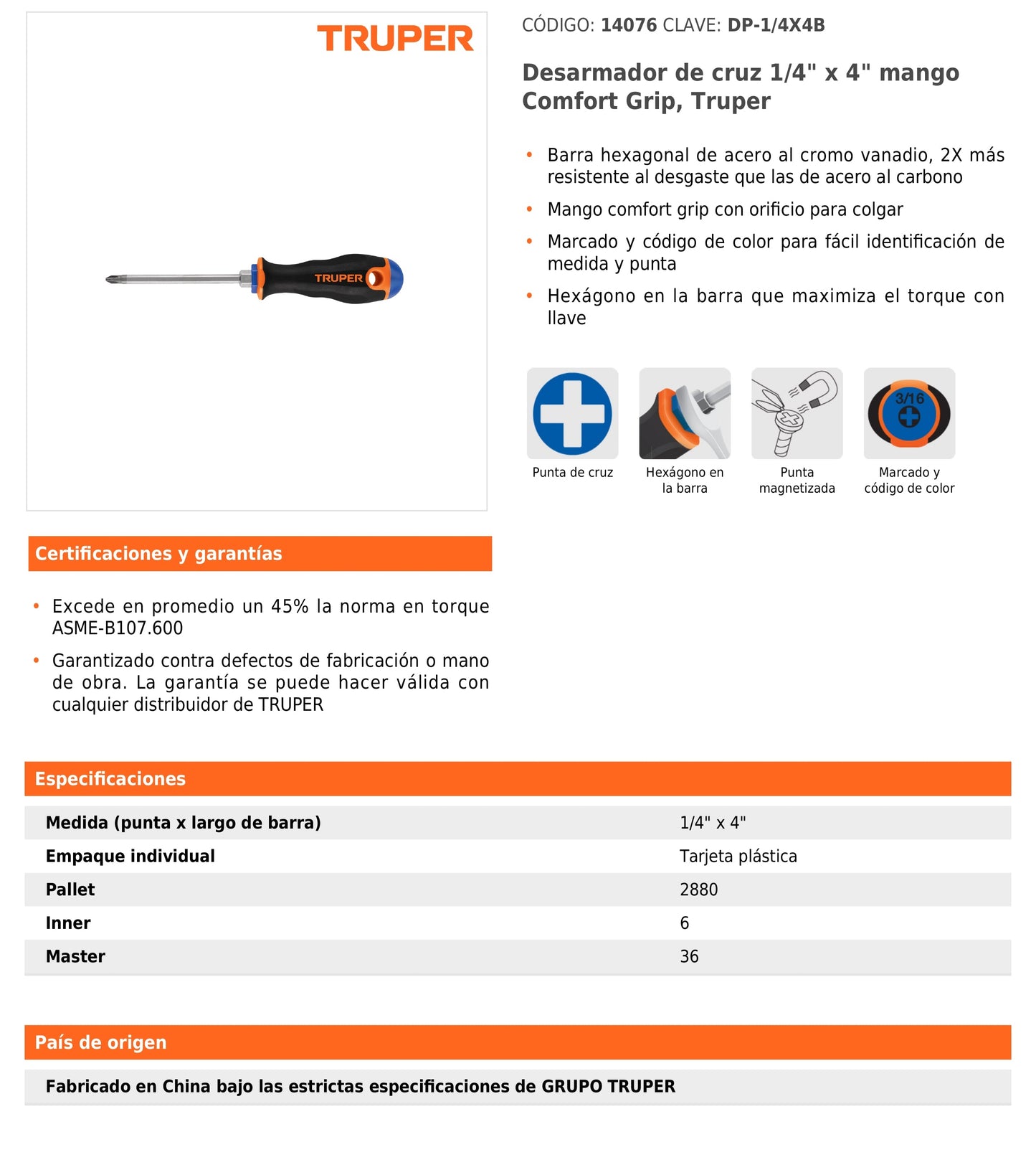 Desarmadores de Cruz, Mango Comfort Grip