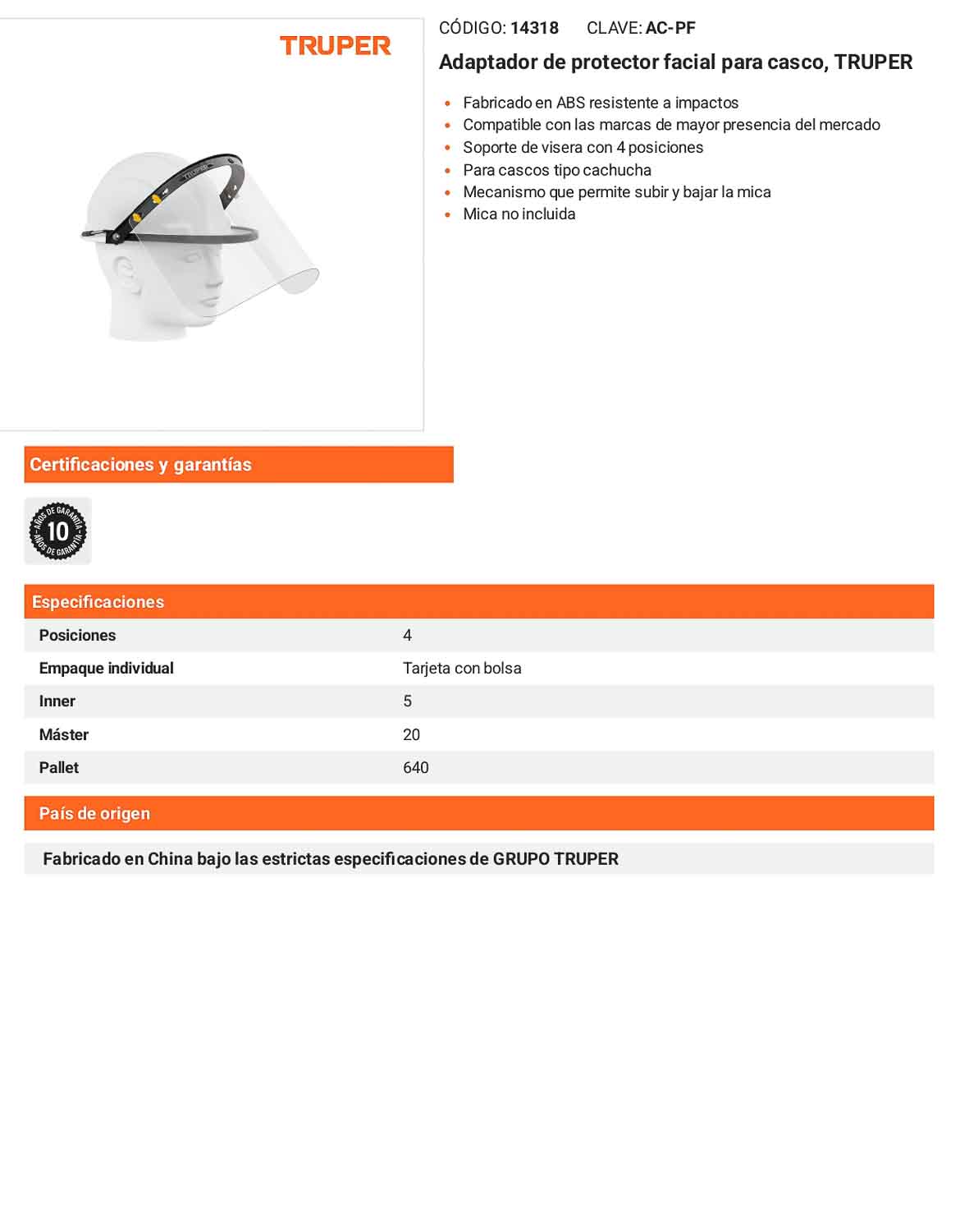 Adaptador para Careta Facial en Casco de Seguridad
