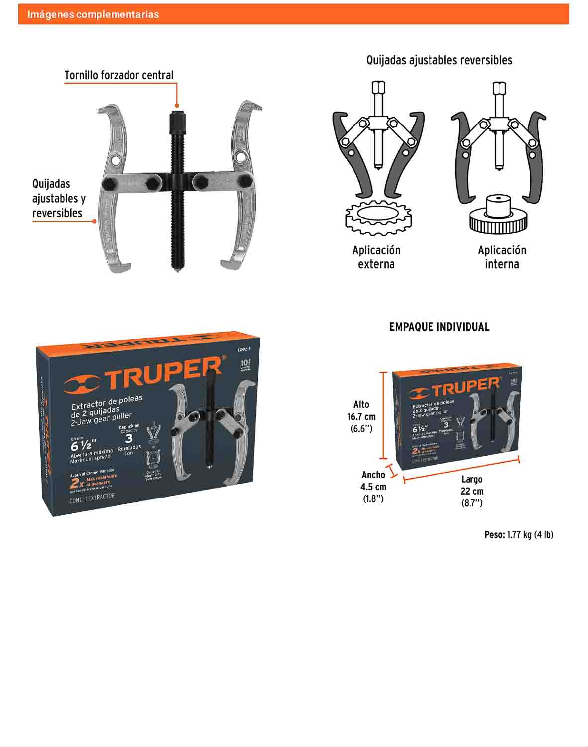 Extractor de poleas 2 quijadas 6 pulg