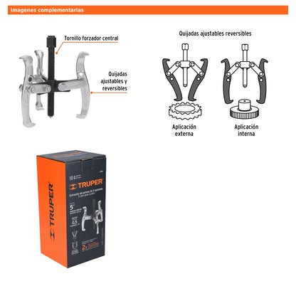 Extractor de poleas de 4 in con 3 quijadas ajustables de acero cromo vanadio