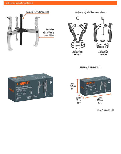 Extractor de poleas 3 quijadas 8 pulg