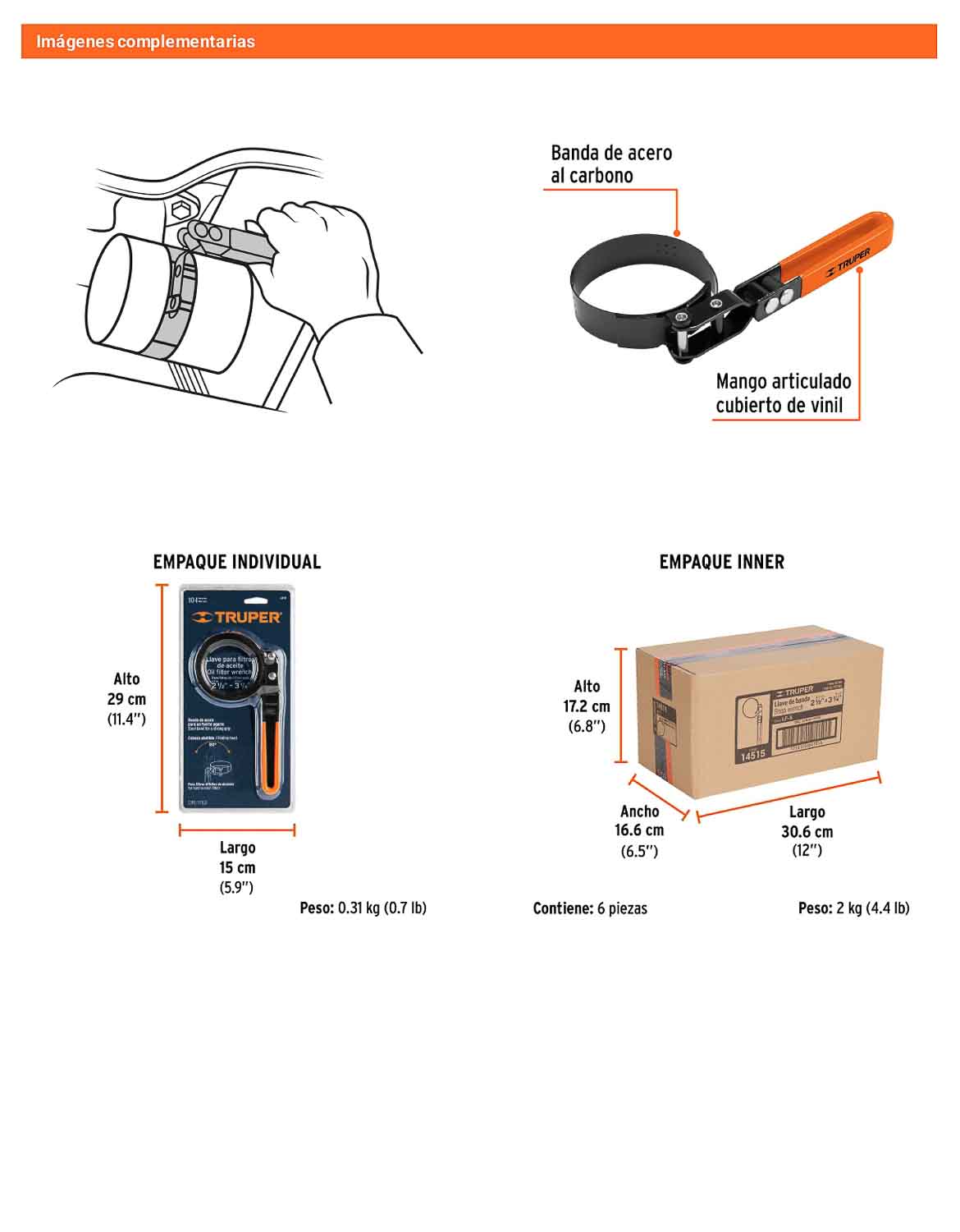 Llave de banda metalica para filtro de aceite mediana