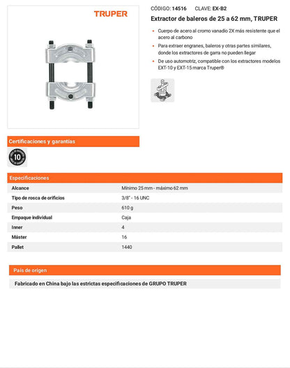 Extractor de baleros 25 a 62 mm