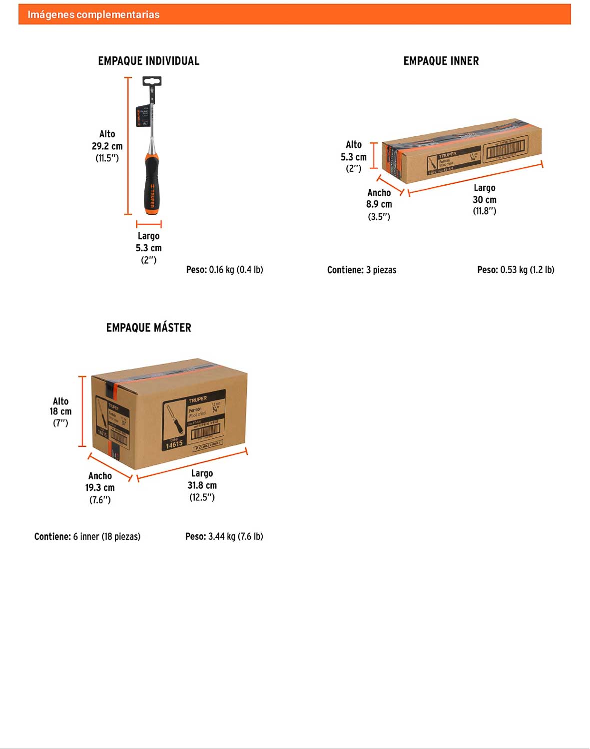 Formón 1/4 pulg mango Comfort Grip