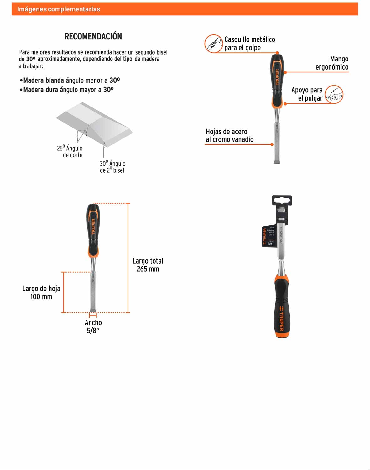 Formón 5/8 pulg mango Comfort Grip