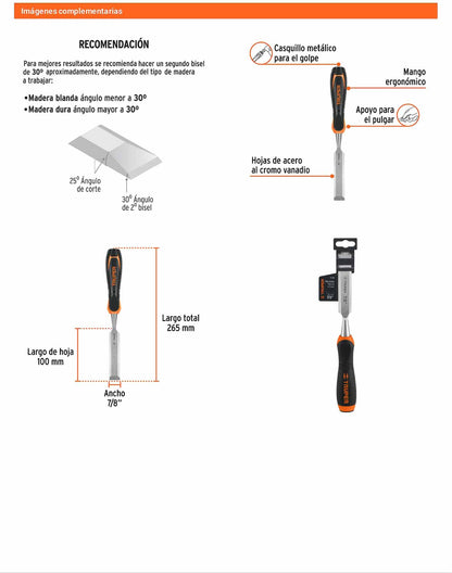 Formón 7/8 pulg mango Comfort Grip