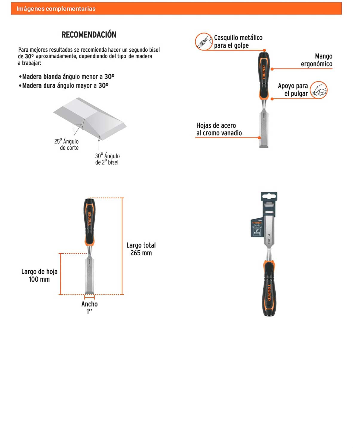Formón 1 pulg mango Comfort Grip