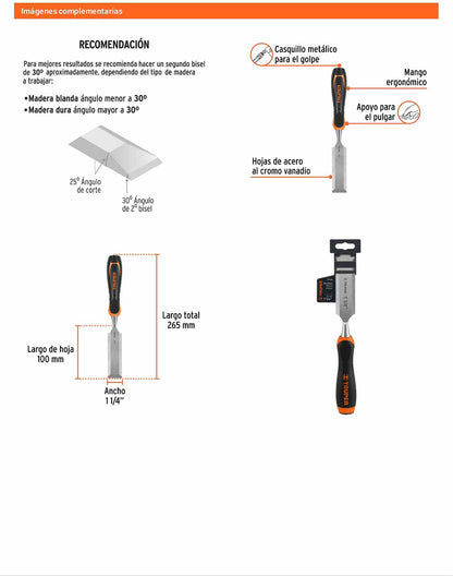 Formón 1-1/4 pulg mango Comfort Grip