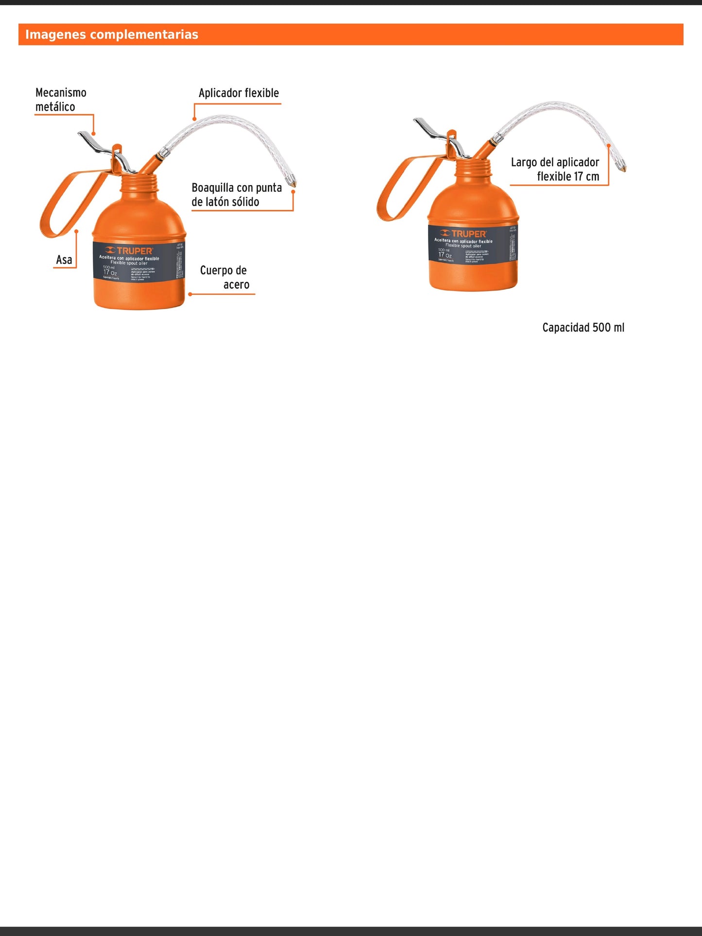 Aceitera de 500 ml con aplicador flexible