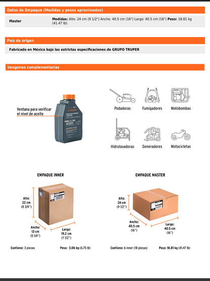 Aceite semi-sintético 4 tiempos de 1 L SAE 10W-30