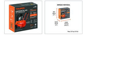 Compresor lubricado 50 L horizontal 3-1/2 HP