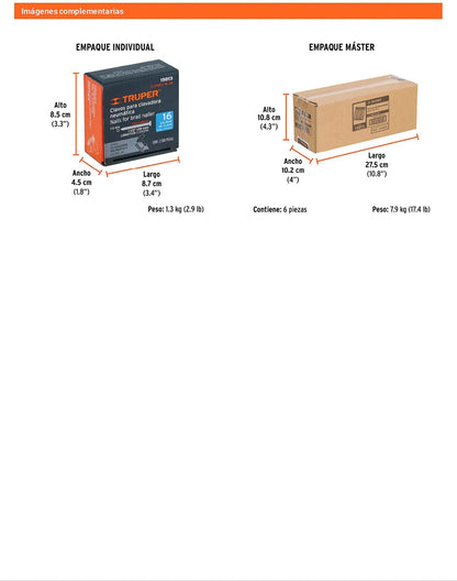 Caja 2500 clavos calibre 16 38 mm