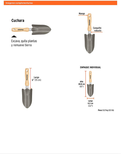 Cuchara para jardín mango 6 pulg