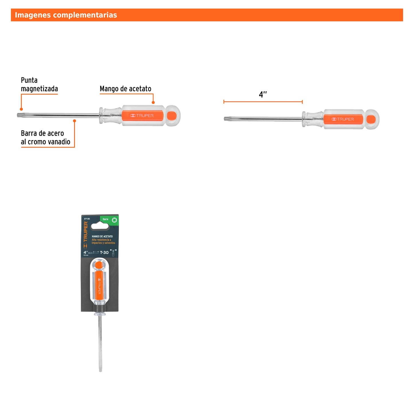 Desarmadores Punta Torx, Mango de Acetato