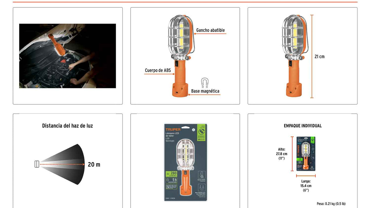 Lámpara LED 280 lm de taller