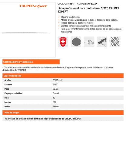 Lima Profesional para Motosierra 5/32 pulg