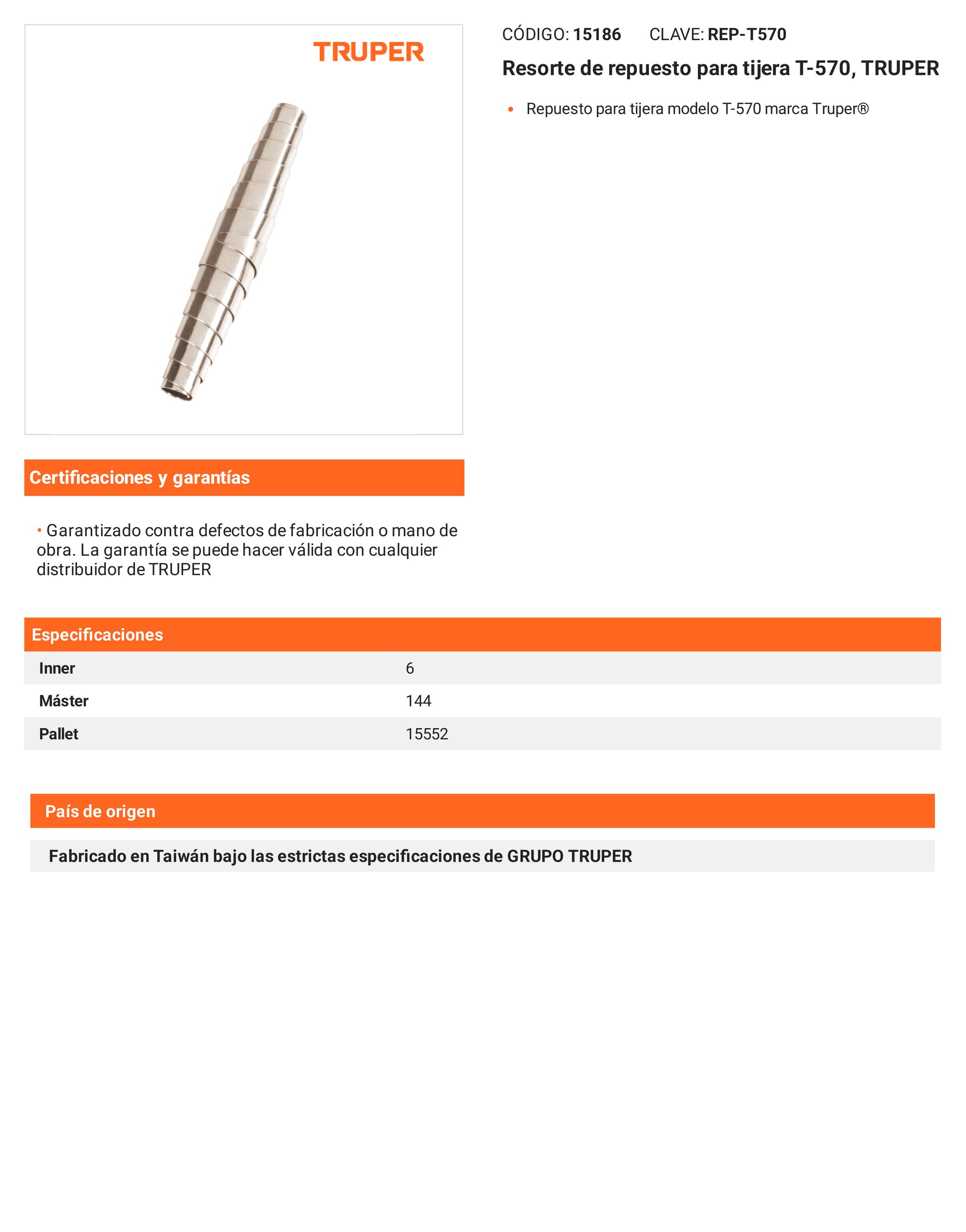 Ficha tecnica - Resorte para tijera T-570 - SKU 15186