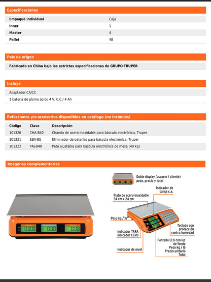 Báscula electrónica multifunciones de 40 kg