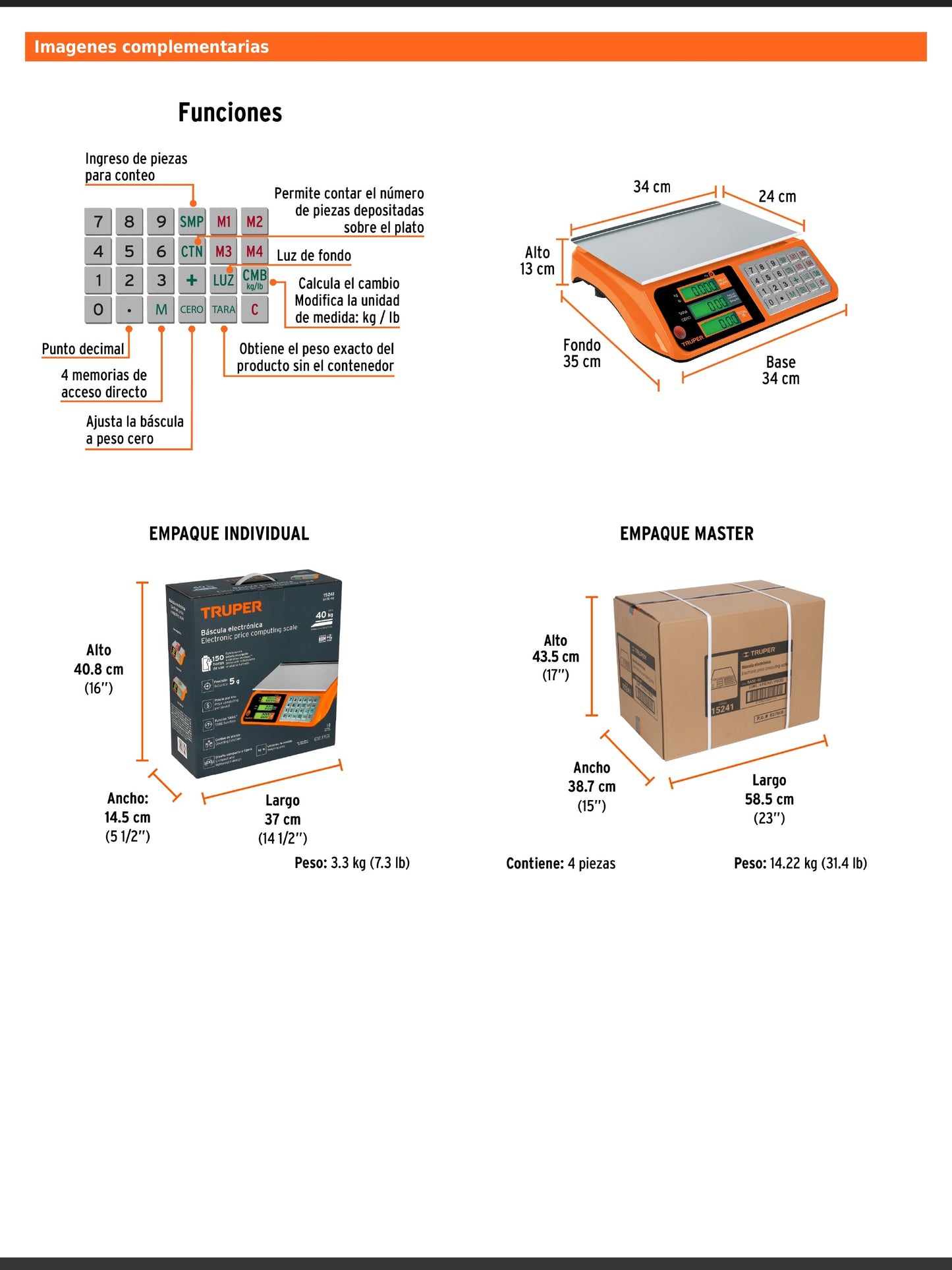 Báscula electrónica multifunciones de 40 kg