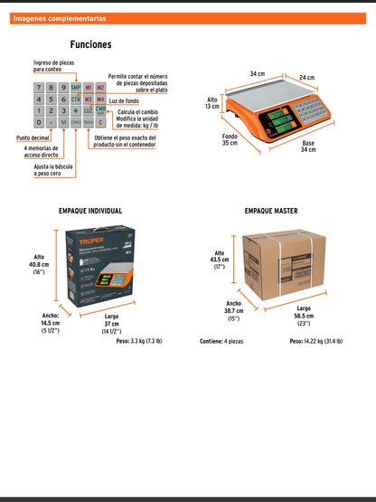 Báscula electrónica multifunciones de 40 kg
