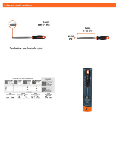 Lima Plana Bastarda 6 pulg Comfort Grip