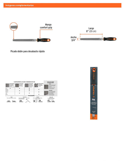 Lima Plana Bastarda 8 pulg Comfort Grip