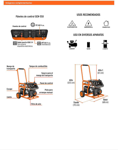 Generador portátil 5.5 kW a gasolina