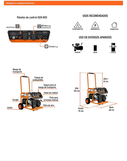 Generador portátil 8 kW a gasolina