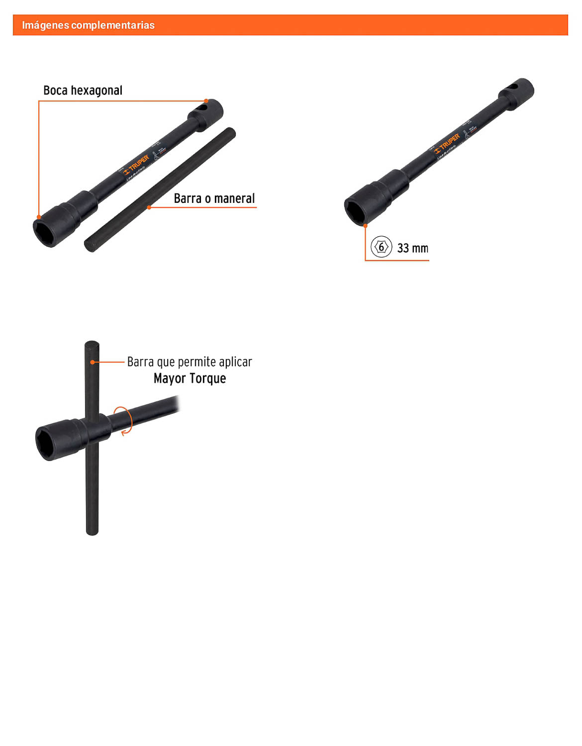 Llave de artilleria 33 mm con boca hexagonal