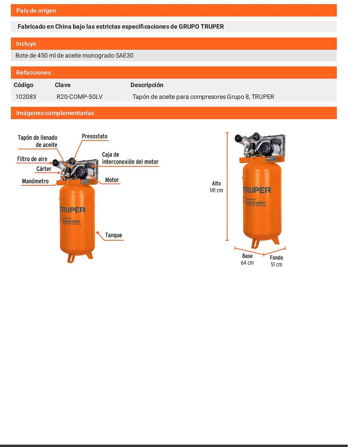 Compresor de banda 180 L 220V