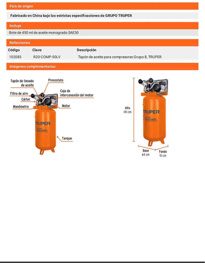 Compresor de banda 180 L 220V