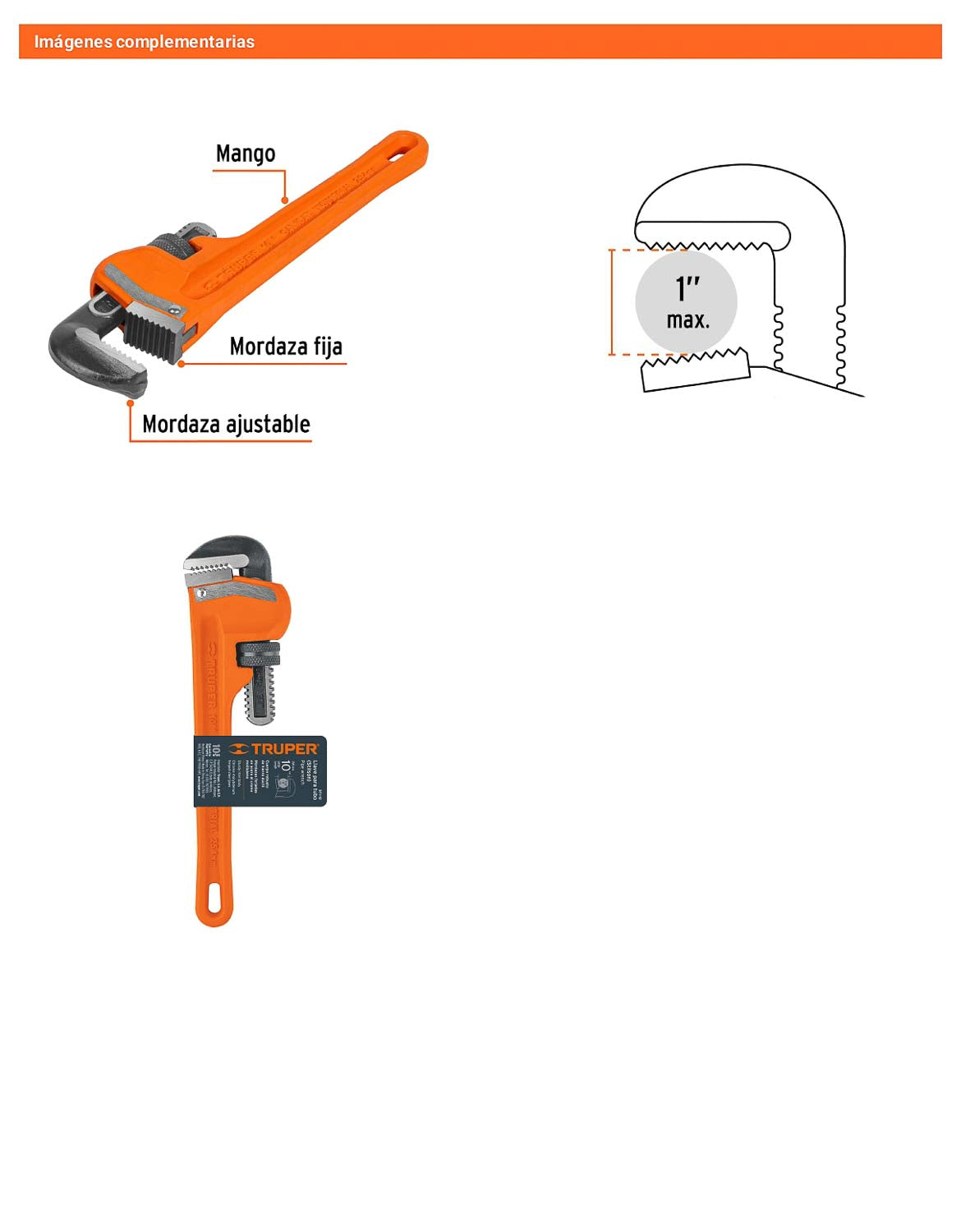 Llave stilson 10 pulg con cuerpo de hierro ductil