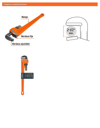 Llave stilson 24 pulg con cuerpo de hierro ductil