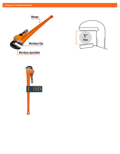 Llave stilson 48 pulg con cuerpo de hierro ductil