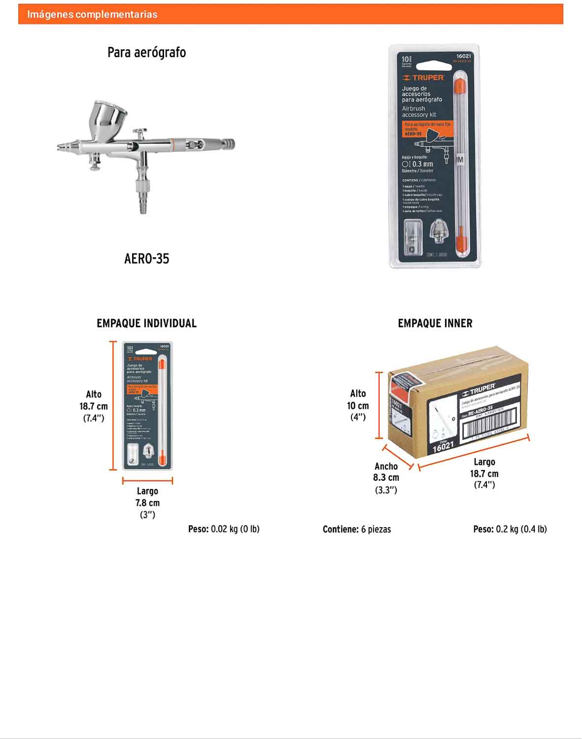 Kit 5 accesorios para aerógrafo AERO-35