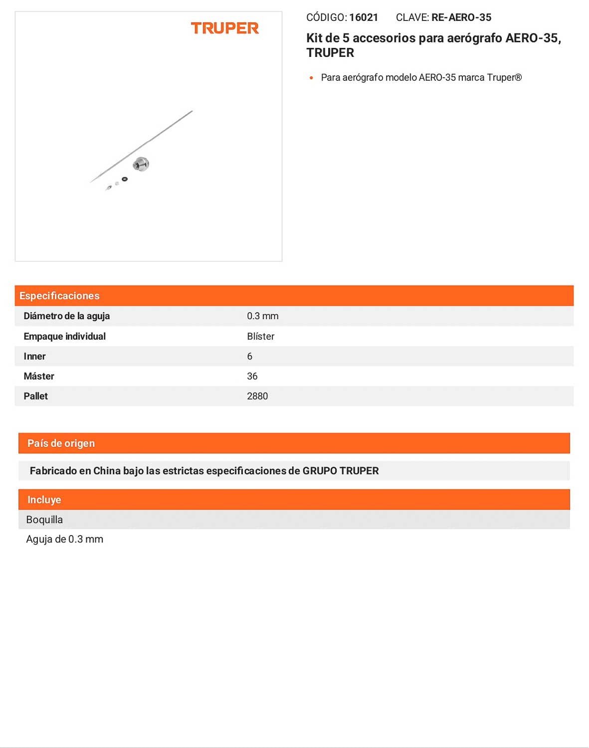 Kit 5 accesorios para aerógrafo AERO-35