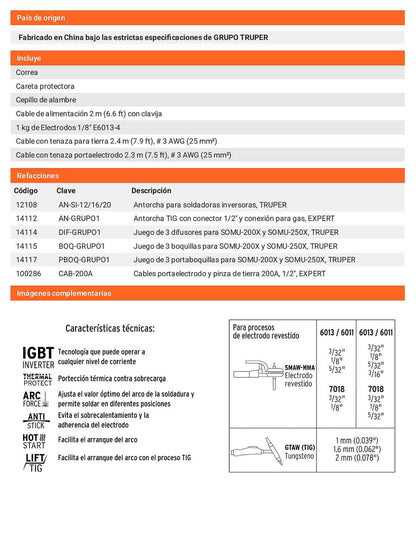 Soldadora inversora 200A de doble voltaje