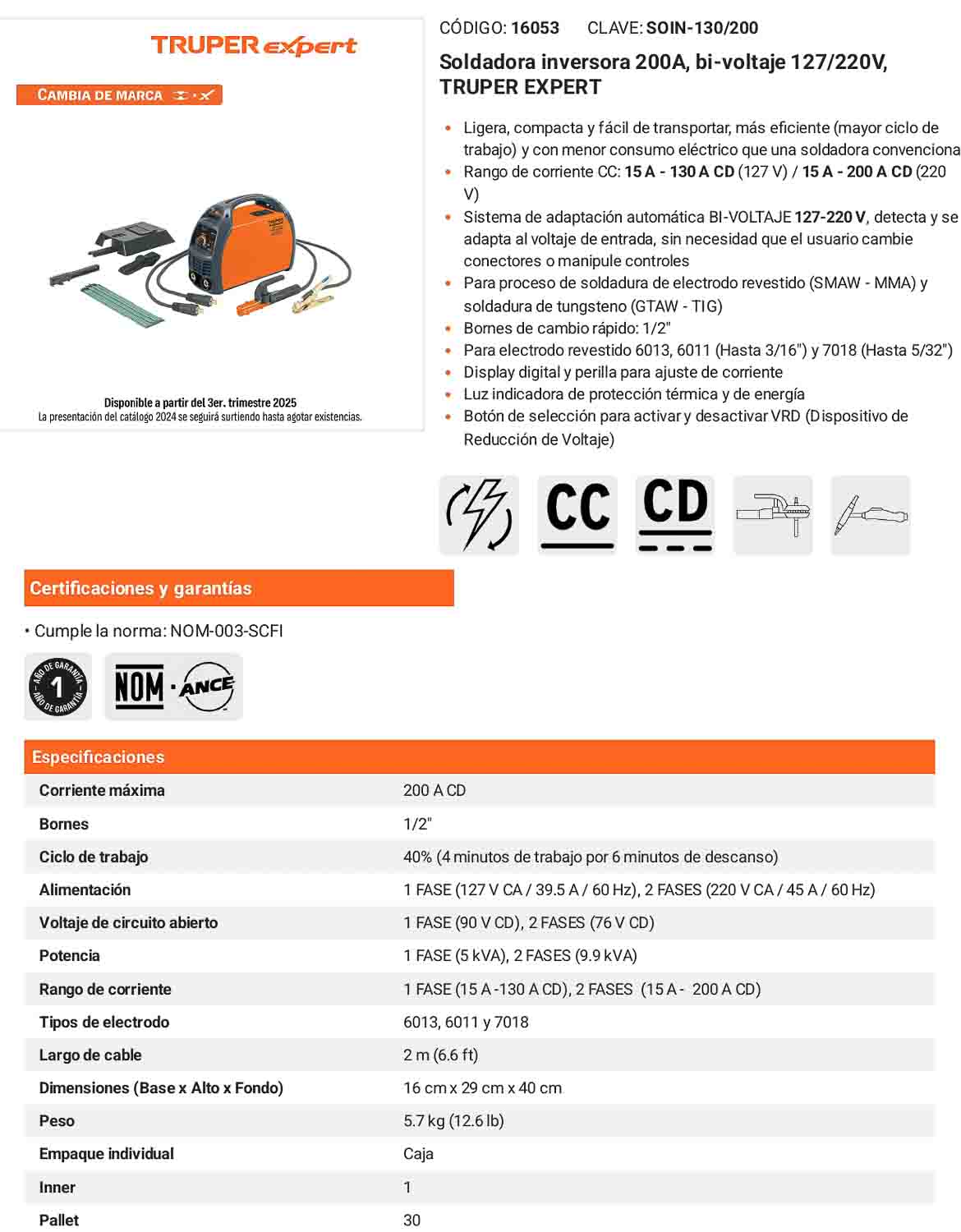 Soldadora inversora 200A de doble voltaje