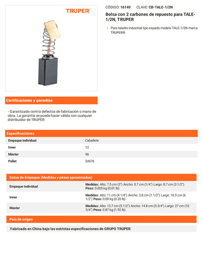Ficha tecnica - 2 carbones para TALE-1/2N - SKU 16140