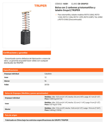Ficha tecnica - 2 carbones p/rotomartillos y taladro Grupo3 - SKU 16581